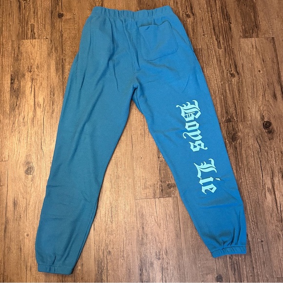 Boys Lie Blue Waffle Knit Cotton Relaxed Sweatpants - Picture 6 of 11